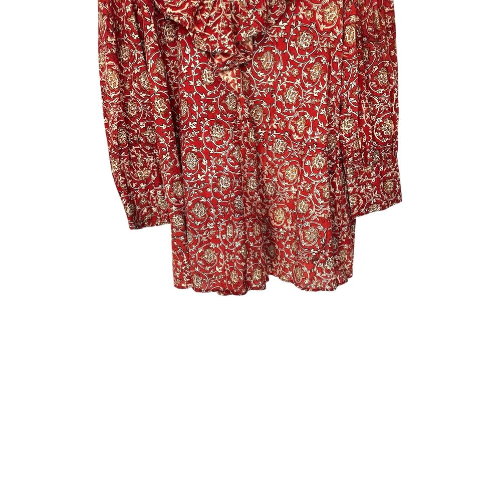 eShakti The Artisanal Collection Boho Bohemian Ruffle Collar Long Sleeve Blouse - Picture 8 of 15